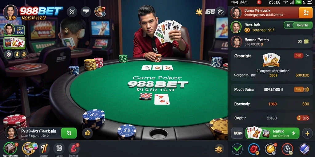 Tampilan gameplay Poker yang mengasyikkan di 988BET.