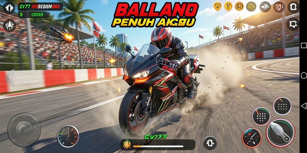 Tampilan gameplay seru balapan motor di CV777.
