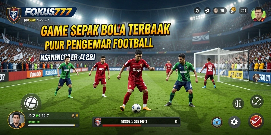 Screenshot gameplay FOKUS777 menampilkan aksi seru di lapangan sepak bola.