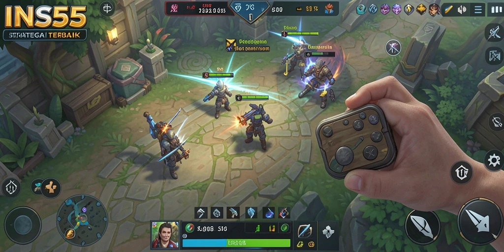 Tangkapan layar utama menunjukkan gameplay penuh strategi di INS55.