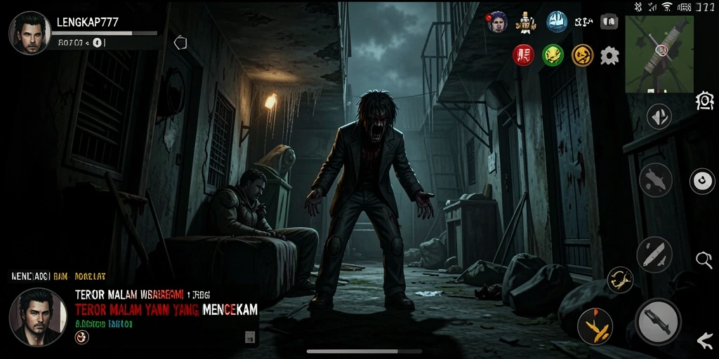 Screenshot menunjukkan gameplay menegangkan dari LENGKAP777.