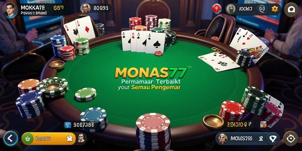 Tampilan utama MONAS77 menunjukkan aksi seru permainan poker.