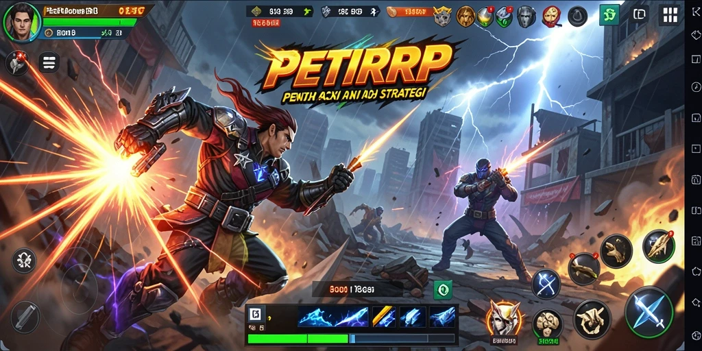 Tampilan gameplay PETIRRP dengan karakter beraksi dalam pertarungan.