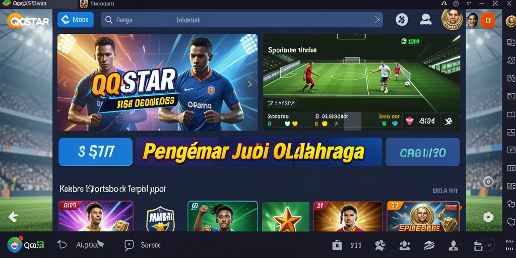 Screenshot utama QQSTAR menampilkan taruhan langsung pada pertandingan olahraga.
