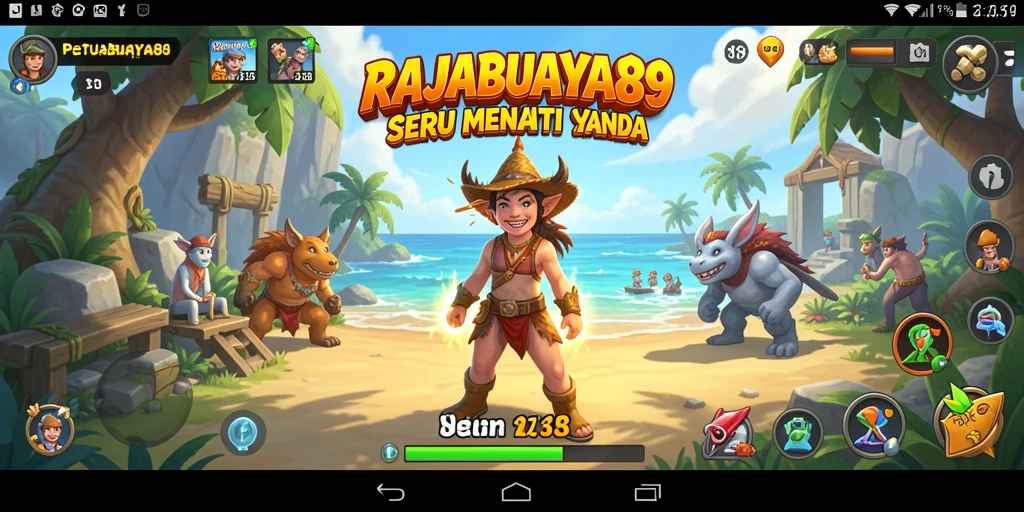 Tampilan gameplay menampilkan karakter menjelajah dunia petualangan.