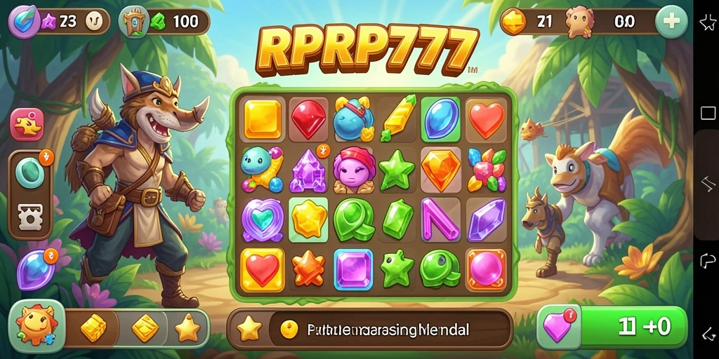 Tampilan utama gameplay RPRP777 dalam aksi Match-3 yang seru.