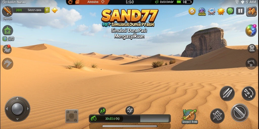 Tangkapan layar utama memperlihatkan gameplay SAND77 yang dinamis dan interaktif.